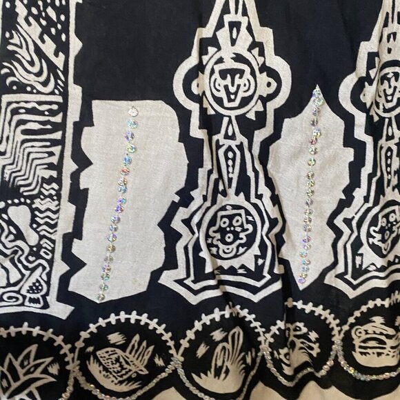 Ishyu Vintage Inspired Sequins and Tan Black Full Circle Skirt Size 10 - Picture 6 of 8